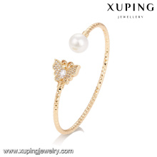 51743 Butterfly pave crystal gold plated cuff bangle jewelry fake pearl fashion jewelry for sale